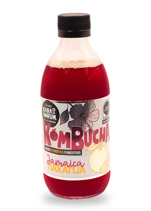 Karakorum Kombucha | La kombucha de La Laguna 5 Botella de Karakorum Kombucha sabor Jamaica Naranja, 355 ml