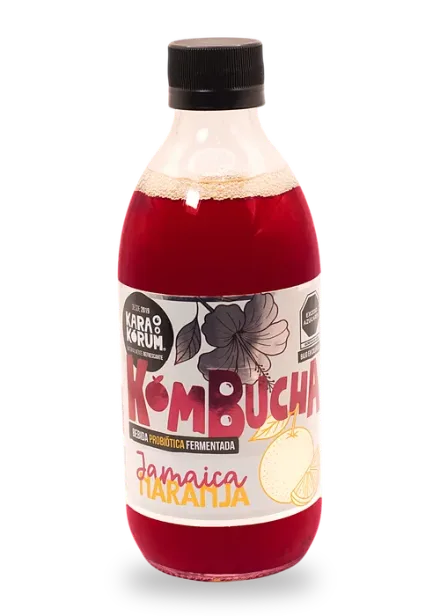 Karakorum Kombucha | La kombucha de La Laguna 5 Botella de Karakorum Kombucha sabor Jamaica Naranja, 355 ml