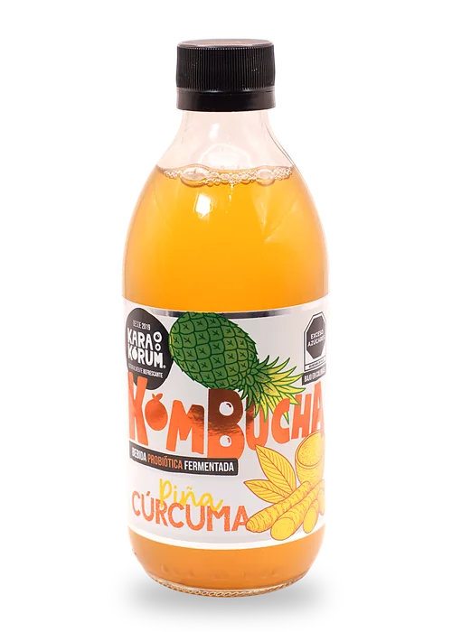 Karakorum Kombucha | La kombucha de La Laguna 16 Botella de Karakorum Kombucha sabor Piña Cúrcuma, 355 ml